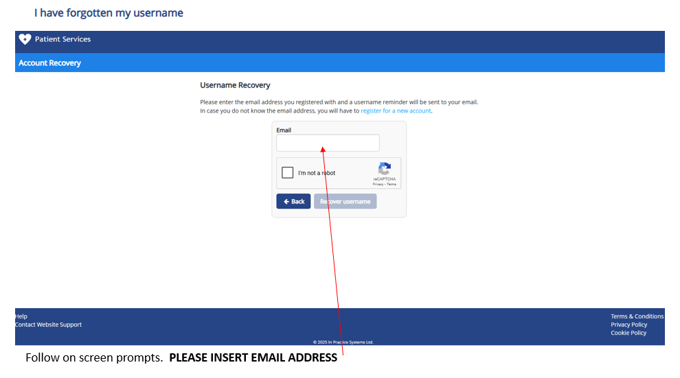 Account recovery page 3